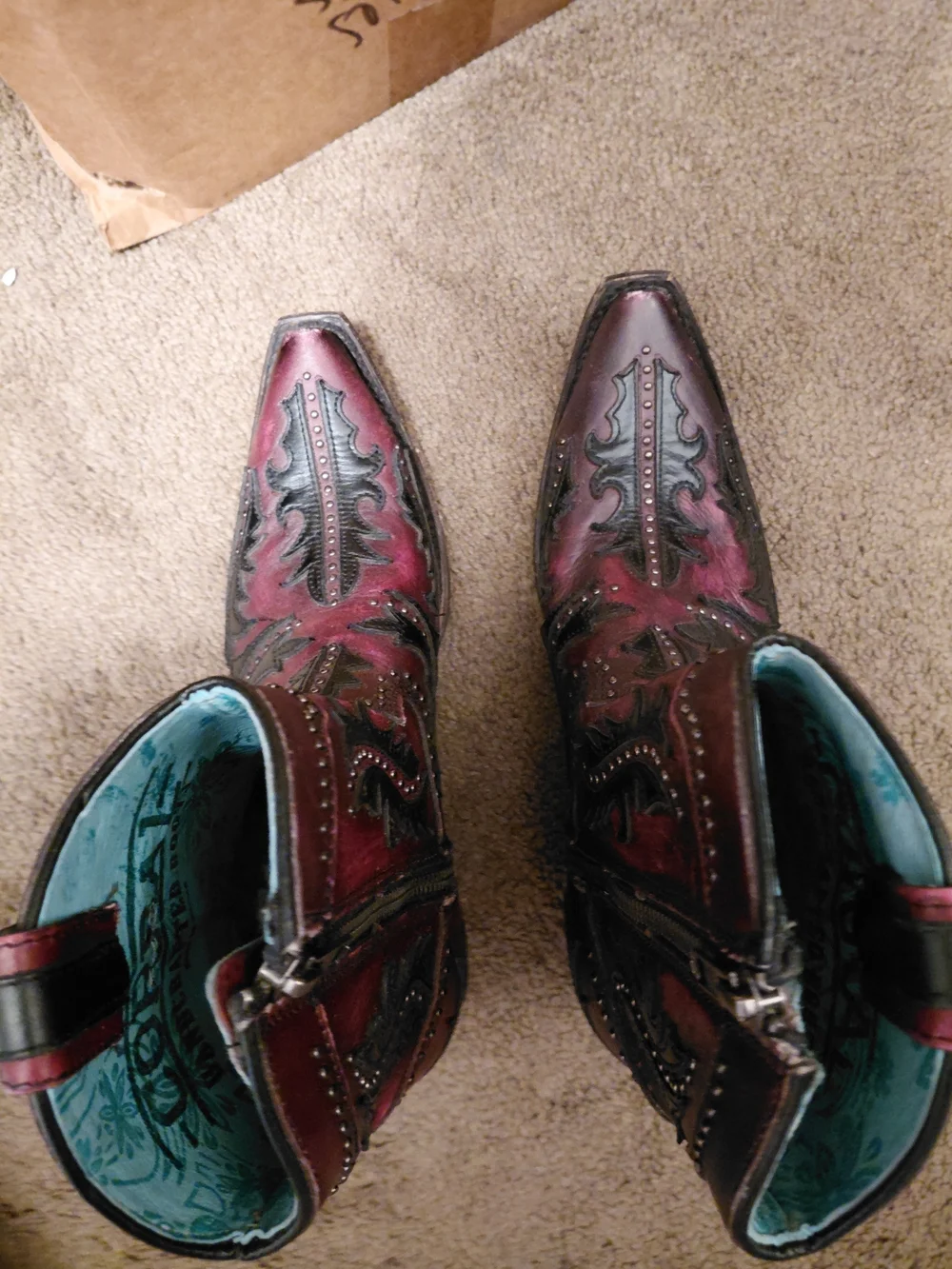 Women’s Burgundy Western Ankle Boots
